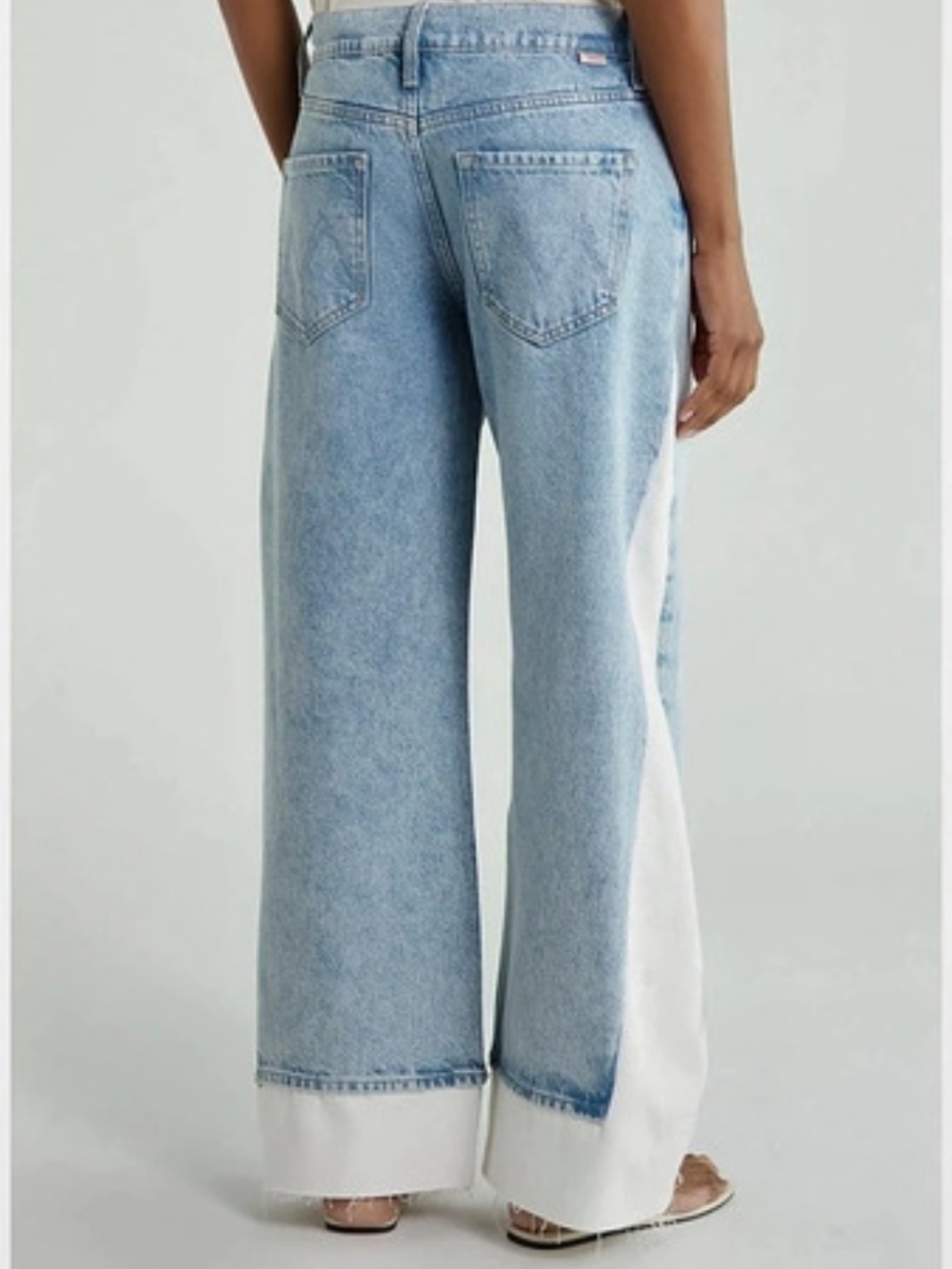 MOTHER Snaks Mid Rise Wide Leg Jeans in Blue And White Waist 30 - Picture 2 of 9